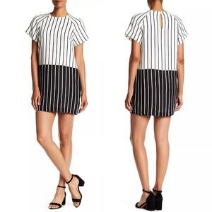 Ali & Jay Stripe Courtyard Mini Shift Dress Short Sleeve Black & White Size L